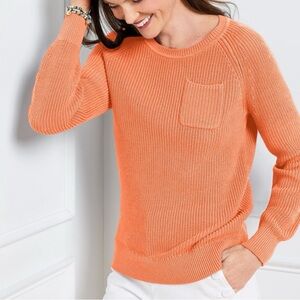 Talbots Plus Pima Cotton Sweater 2X Orange Crewneck Classic Preppy‎ NWOT